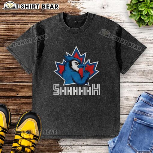 Alt Text: Premium Toronto Blue Jays MLB Ace SHHHHHH mascot washed t-shirt featuring vibrant graphics and a comfortable fit.