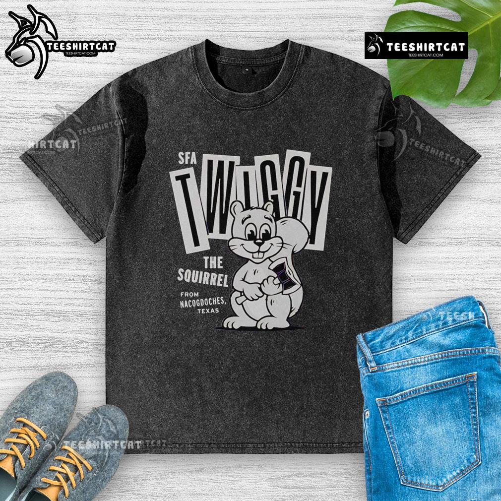 Premium Twiggy The Campus Squirrel Washed T Shirt Premium Twiggy The Campus Squirrel washed t-shirt featuring a playful squirrel graphic on a soft, comfortable fabric.