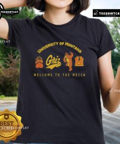 Premium University of Montana Welcome to the Mecca ladies tee in vibrant colors, perfect for stylish campus wear.