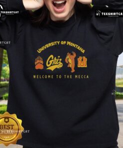 Premium University of Montana Welcome to the Mecca sweatshirt in navy blue, showcasing school spirit and comfort.