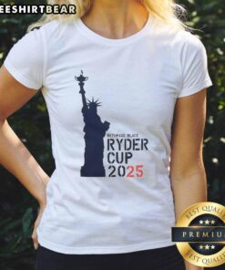 Alt Text: Premium USA Ryder Cup 2025 Liberty Bethpage Black Ladies Tee showcasing a stylish golf design for women.