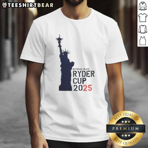 Premium USA Ryder Cup 2025 Liberty Bethpage Black T-Shirt featuring a stylish design for golf fans.