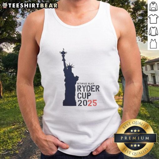 Alt Text: Premium USA Ryder Cup 2025 Liberty Bethpage Black tank top featuring a stylish design for golf enthusiasts.