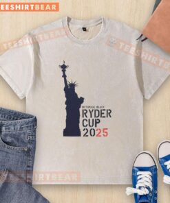 Premium USA Ryder Cup 2025 Liberty Bethpage Black washed t-shirt featuring a stylish design for golf enthusiasts.