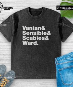 Premium Vanian Sensible Scabies And Ward Washed T-Shirt displayed on a mannequin in a bright, stylish setting.