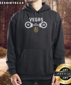 Alt Text: Premium Vegas Golden Knights Law Enforcement Appreciation Day hoodie, honoring heroes since 1930 in stylish black design.