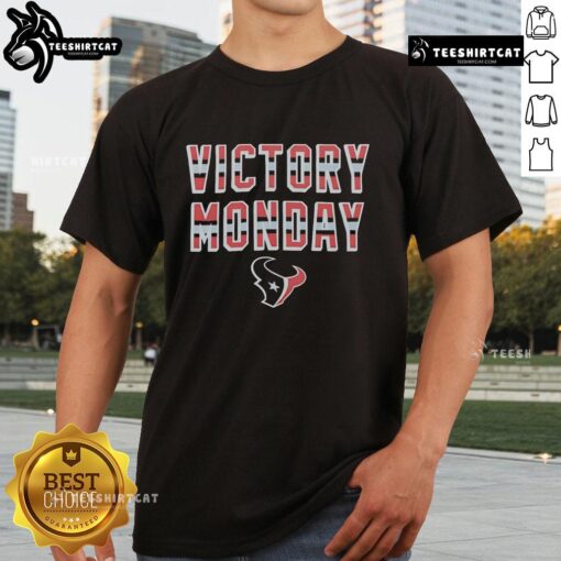 Premium Victory Monday Houston Texans T-Shirt featuring team logo and vibrant colors, perfect for fans celebrating a win.