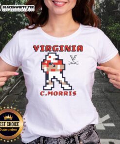 Premium Virginia Cavaliers Football Chandler Morris Retro Baller Pixel Ladies Tee in vibrant colors for stylish fans.