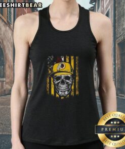 Premium Washington Redskins NFL skull tank top featuring American flag design, perfect for football lovers.