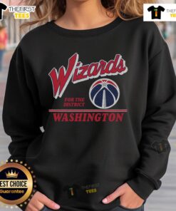 Alt Text: Premium Washington Wizards Fly By Vintage Sweatshirt featuring a classic design and vibrant team colors for fans.
