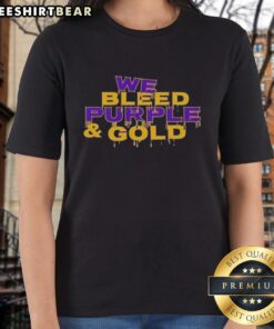 Premium We Bleed Purple and Gold ladies tee featuring vibrant colors, perfect for fans celebrating team spirit.