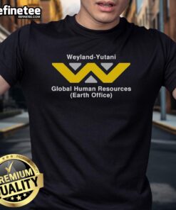 Premium Weyland-Yutani Global Human Resources T-Shirt featuring a stylish design for fans of the sci-fi franchise.