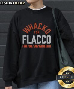 Premium Whacko for Flacco sweatshirt in navy blue, featuring a stylish design perfect for fans and casual wear.