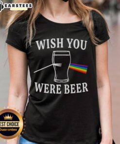 Premium Wish You Were Beer Dark Side of the Moon Light Scattering Ladies Tee, featuring a vibrant moon graphic design.