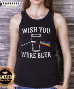 Alt Text: Premium Wish You Were Beer Dark Side of the Moon light scattering tank top featuring colorful cosmic graphics.