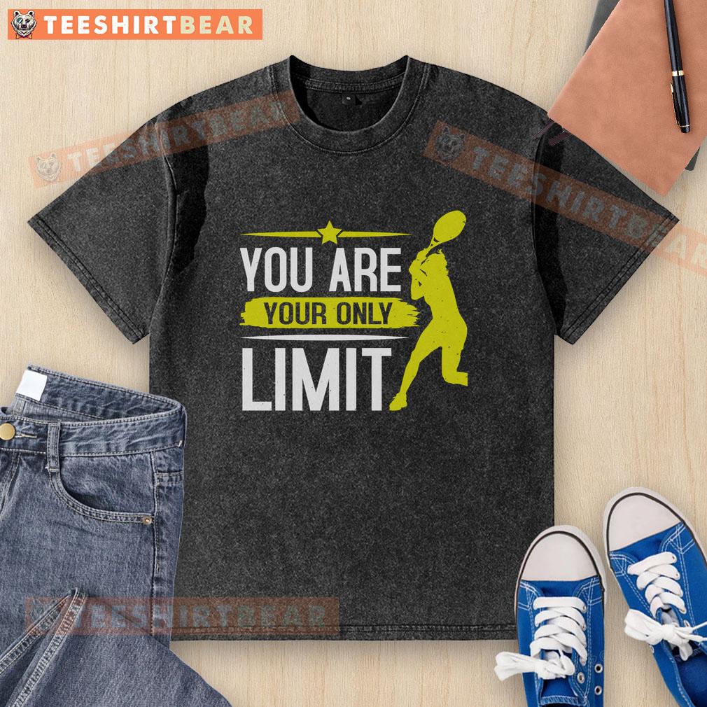 Premium You Are Your Only Limit Tennis Washed T Shirt Premium 'You Are Your Only Limit' Tennis Washed T-Shirt in stylish design, perfect for tennis enthusiasts and casual wear.