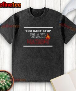 Alt Text: Premium You Can't Stop Blaze Nation washed t-shirt in vibrant colors, showcasing a trendy graphic design for casual wear.
