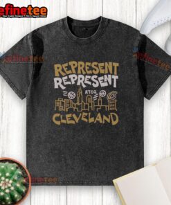 Alt Text: Pretty A Tribe Called Quest X Cleveland Cavaliers Represent Washed T-Shirt featuring vibrant graphics and relaxed fit.