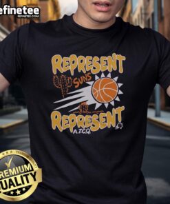 Alt Text: Pretty A Tribe Called Quest X Phoenix Suns Represent T-Shirt featuring vibrant design and bold graphics.