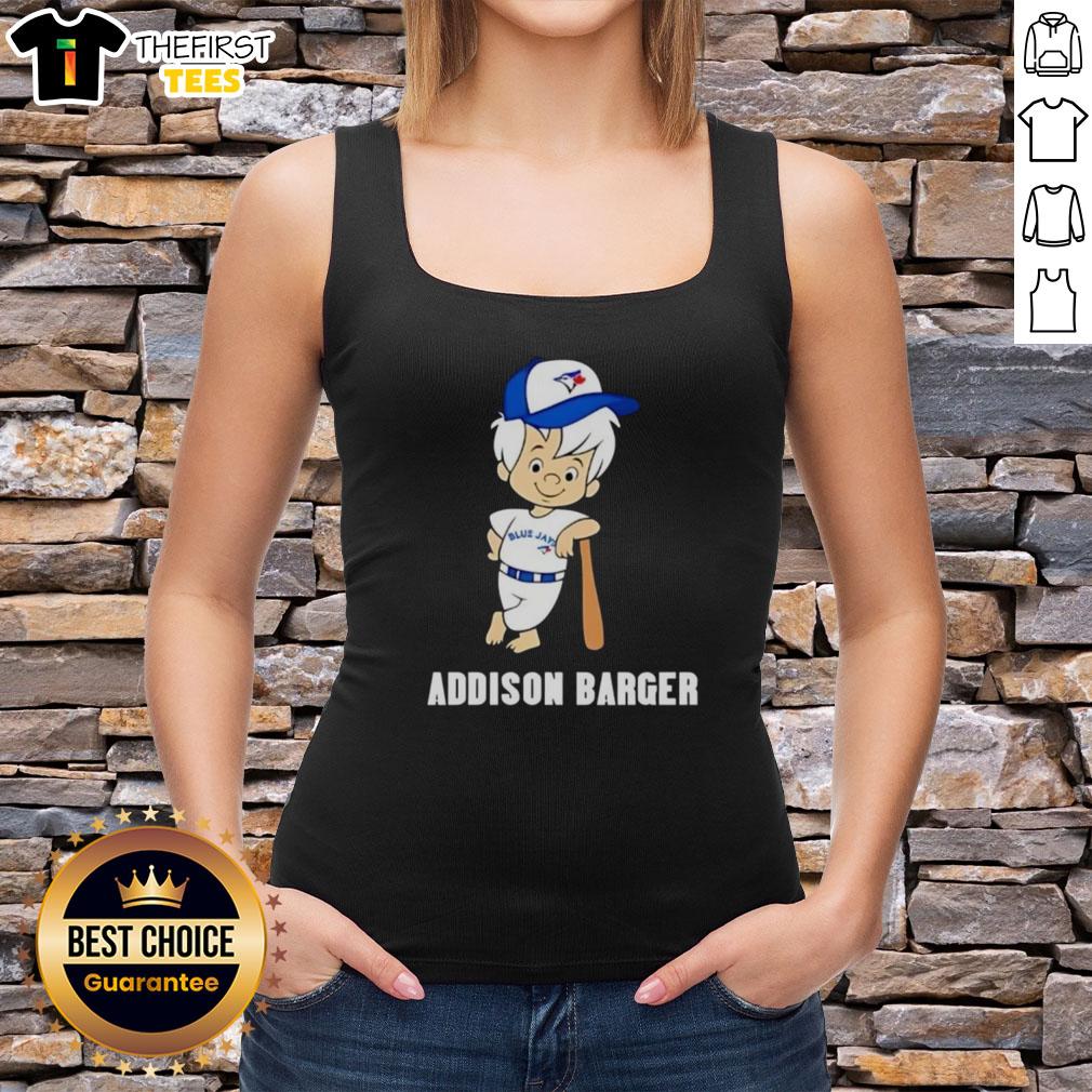 pretty-addison-barger-toronto-blue-jays-tank-top Alt Text: Pretty Addison Barger wearing a Toronto Blue Jays tank top, showcasing team spirit and style at the game.