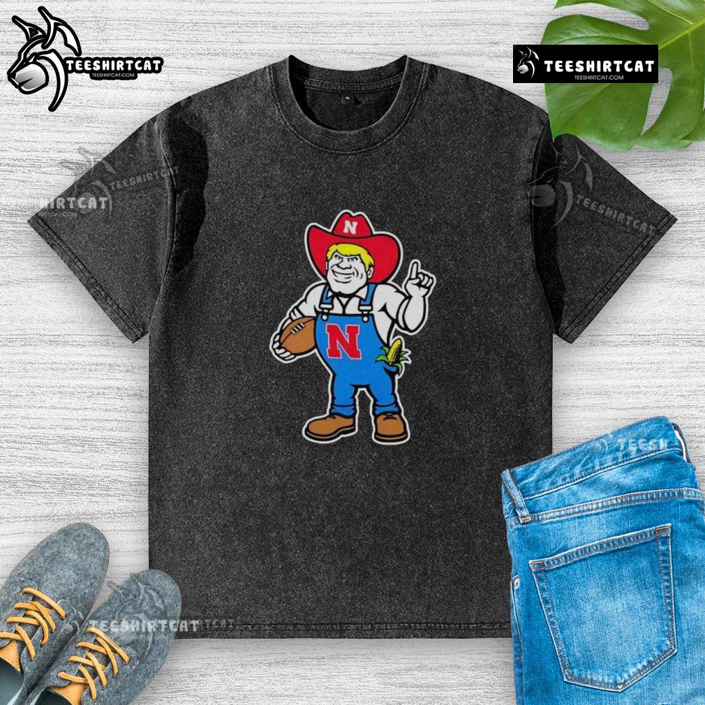 Pretty Andrew Whitworth Ryan Fitzpatrick Wearing Nebraska Huskers Herbie Mark Mascot Washed T-Shirt Andrew Whitworth and Ryan Fitzpatrick in Nebraska Huskers Herbie mascot washed t-shirts, showcasing team spirit.