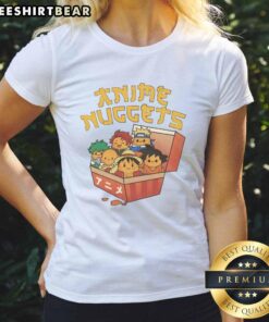 Pretty Anime Nuggets Ladies Tee featuring vibrant anime graphics and a stylish fit for fans of anime fashion.