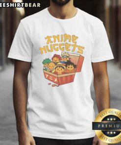 Pretty Anime Nuggets T-Shirt featuring colorful, cute anime characters on a stylish design for anime fans.