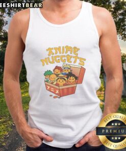 Alt Text: Cute anime nuggets tank top featuring vibrant colors and playful design, perfect for casual summer outfits.