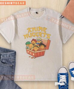 Cute anime-themed washed t-shirt featuring colorful nuggets design, perfect for casual wear and anime fans.