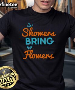 Pretty April Showers Bring May Flowers T-Shirt featuring vibrant floral designs and cheerful spring colors.