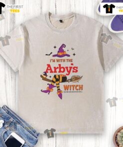 Pretty Arbys Halloween washed t-shirt featuring a witch and the phrase 'She Has Me Under Her Spell' in vibrant colors.