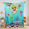 Premium Baby Shark & Friends Poster Rainbow Text Blanket Fleece Customized Blanket