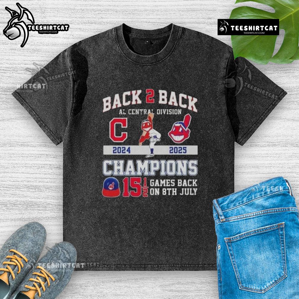 Pretty Back 2 Back 2024-25 Al Central Division Champions Cleveland Guardians Games Back On 8th July Washed T-Shirt 2024-25 AL Central Division Champions Cleveland Guardians washed t-shirt featuring 'Pretty Back 2 Back' design.