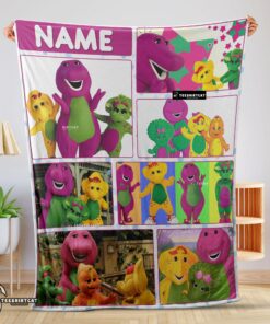 Pretty Barney & Friends Characters Collage Blanket Fleece Customized Blanket
