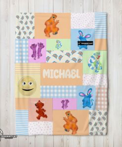 Pretty Bear In The Big Blue House Characters Patchwork Blanket Fleece Customized Blanket