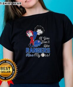 Pretty Betty Boop Texas Rangers women's tee with 'If You Don't Like Texas Rangers, Kiss My Ass' slogan.