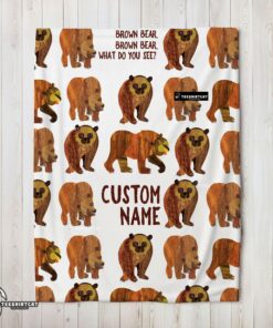 Pretty Brown Bear Brown Bear Blanket Fleece Customized Blanket
