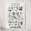 Pretty Camping Equipment Camping Alphabet Blanket Fleece Customized Blanket