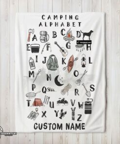 Pretty Camping Equipment Camping Alphabet Blanket Fleece Customized Blanket
