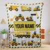 Pretty Cartoon Construction Trucks With Friends Blanket Fleece Customized Blanket