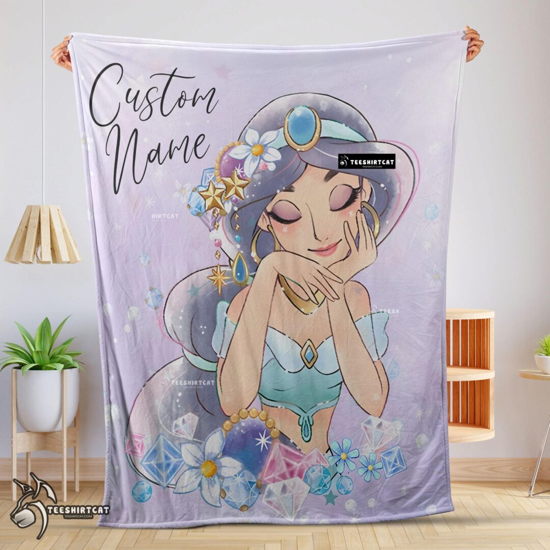 Pretty Cartoon Disney Aladdin Jasmine Princess Blanket Fleece Customized Blanket-mk-01