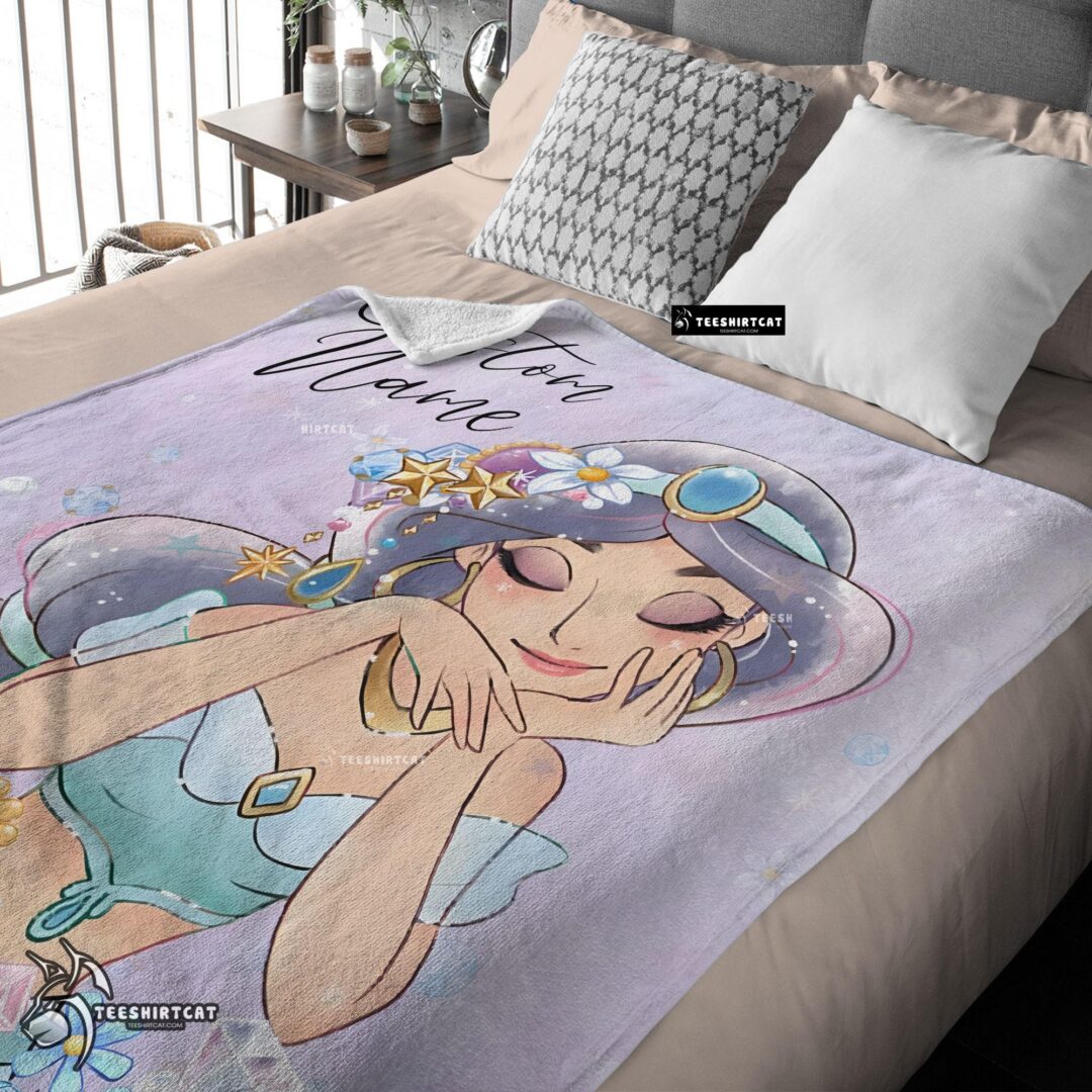 Pretty Cartoon Disney Aladdin Jasmine Princess Blanket Fleece Customized Blanket-mk-03
