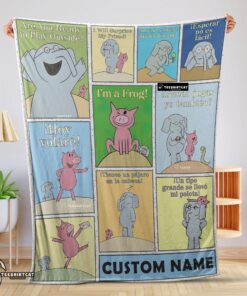 Pretty Cartoon Elephant & Piggie Blanket Fleece Customized Blanket