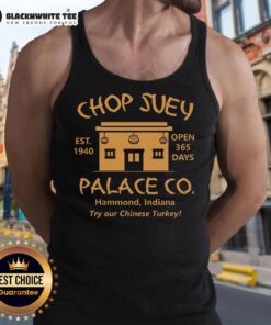 Pretty Christmas Story Chop Suey Palace tank top featuring festive graphics and a stylish design for holiday cheer.