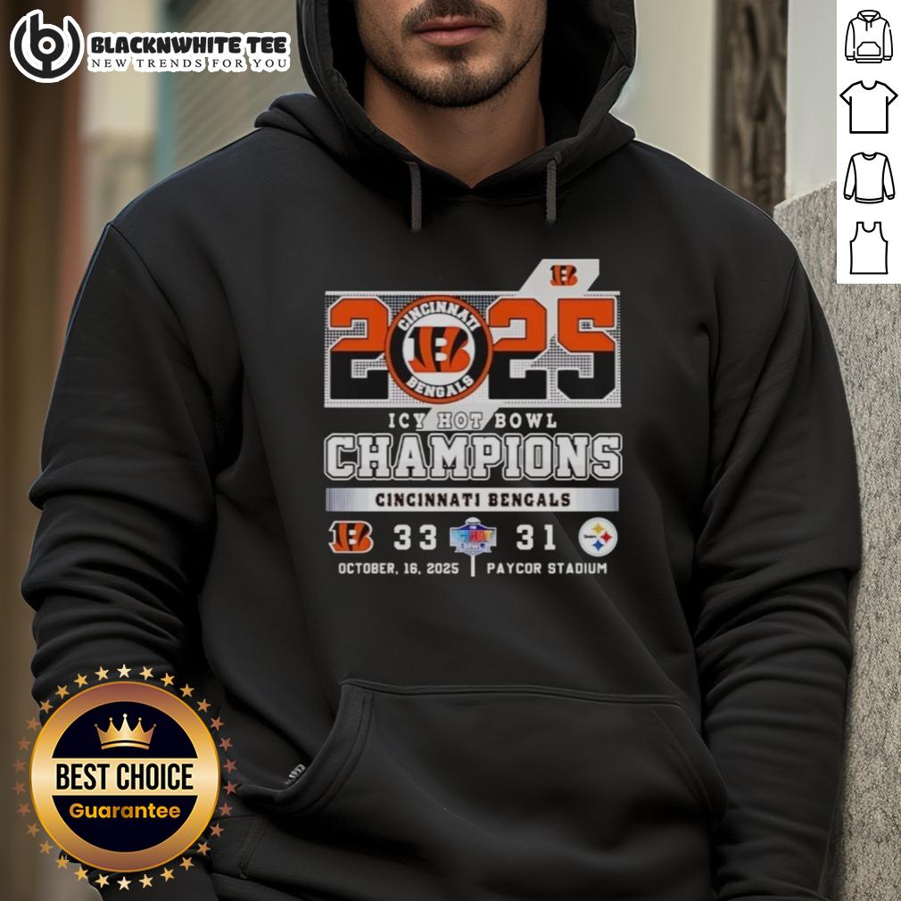 Pretty Cincinnati Bengals Vs Pittsburgh Steelers Icy Hot Bowl Champions 2025 Hoodie 2025 Icy Hot Bowl Champions hoodie featuring Cincinnati Bengals vs Pittsburgh Steelers design, perfect for sports fans.
