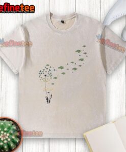 Pretty dandelion flower design on a North Dakota State Bison football logo washed t-shirt for casual style.