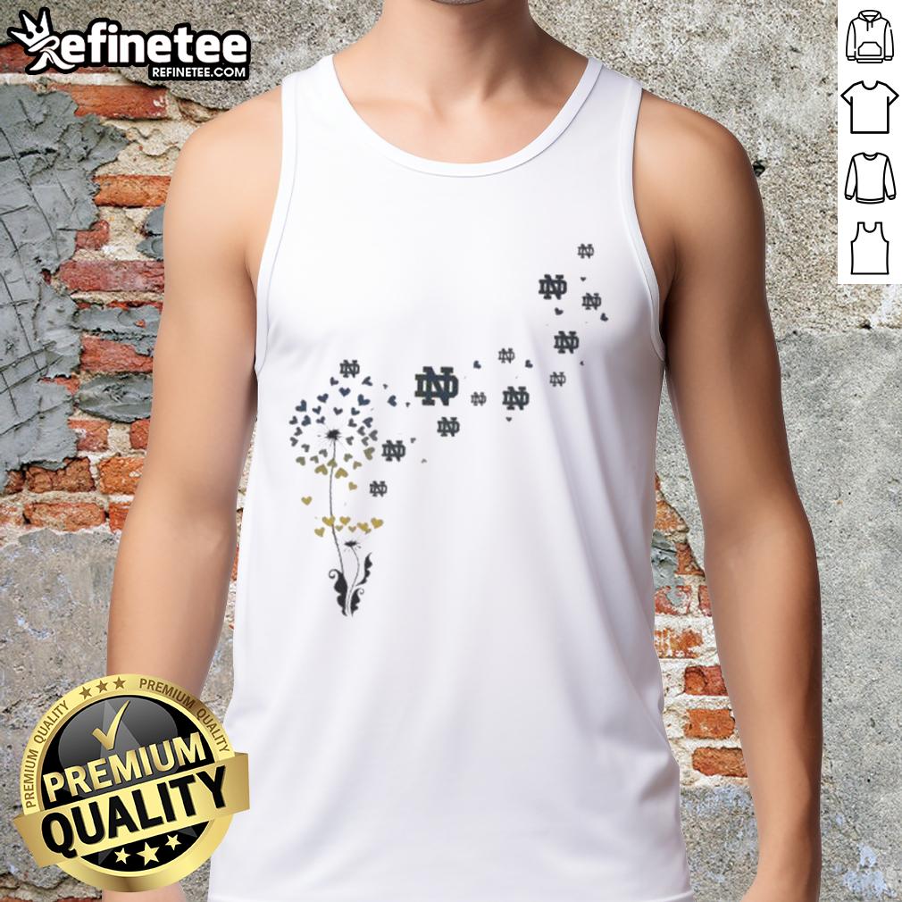 pretty-dandelion-flower-notre-dame-fighting-irish-football-logo-tank-top Pretty dandelion flower with Notre Dame Fighting Irish football logo on a stylish tank top.
