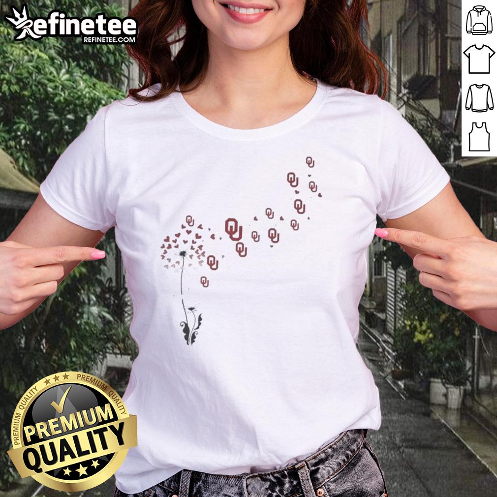 pretty-dandelion-flower-oklahoma-sooners-football-logo-ladies-tee Ladies tee featuring a pretty dandelion flower and Oklahoma Sooners football logo design.