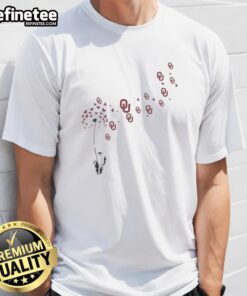 Pretty Dandelion Flower Oklahoma Sooners Football Logo T-Shirt featuring a vibrant floral design and iconic team logo.