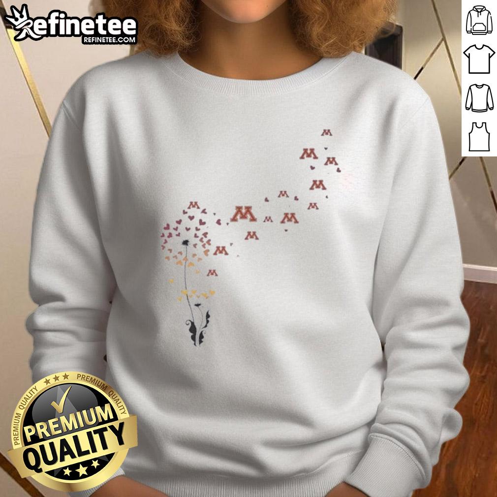 pretty-dandelion-flower-university-of-minnesota-football-logo-sweatshirt Alt Text: Pretty dandelion flower design on a University of Minnesota football logo sweatshirt. Stylish and vibrant apparel.